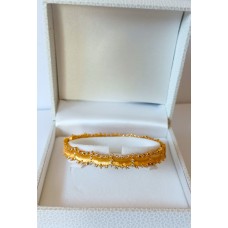 Ασημένιο βραχιόλι επίχρυσο χειροπέδα κυματιστή με πέτρες (SB32)